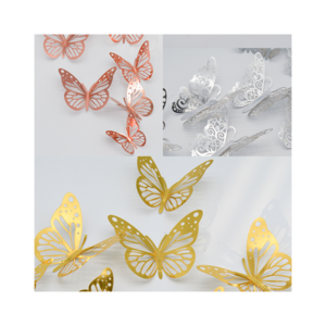 New Design High Quality Gold And Silver 3D Simulated Butterfly Decoration Wedding Family Holiday Party Decoration