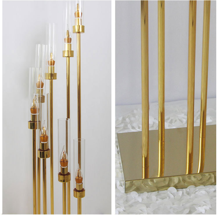 Other Wedding Backdrop Stand Tables Decorations 8 Arm Gold Metal Tall Candlestick Candelabra Centerpieces Party Decor