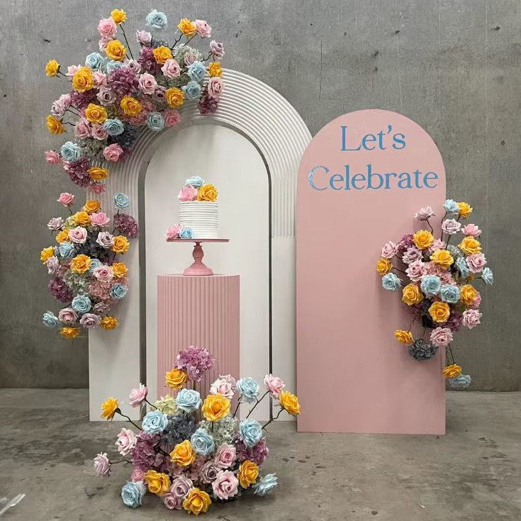 Party Wedding Backdrop Stand Centerpieces & Table decorations Arch Set Decorations Artificial Flower Floral Arch Backdrops Wall