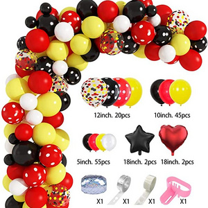 Wholesale Cartoon Mouse Balloon Arch Garland Set foil confetti Black, red, yellow, white latex balloon Mickey birthday party