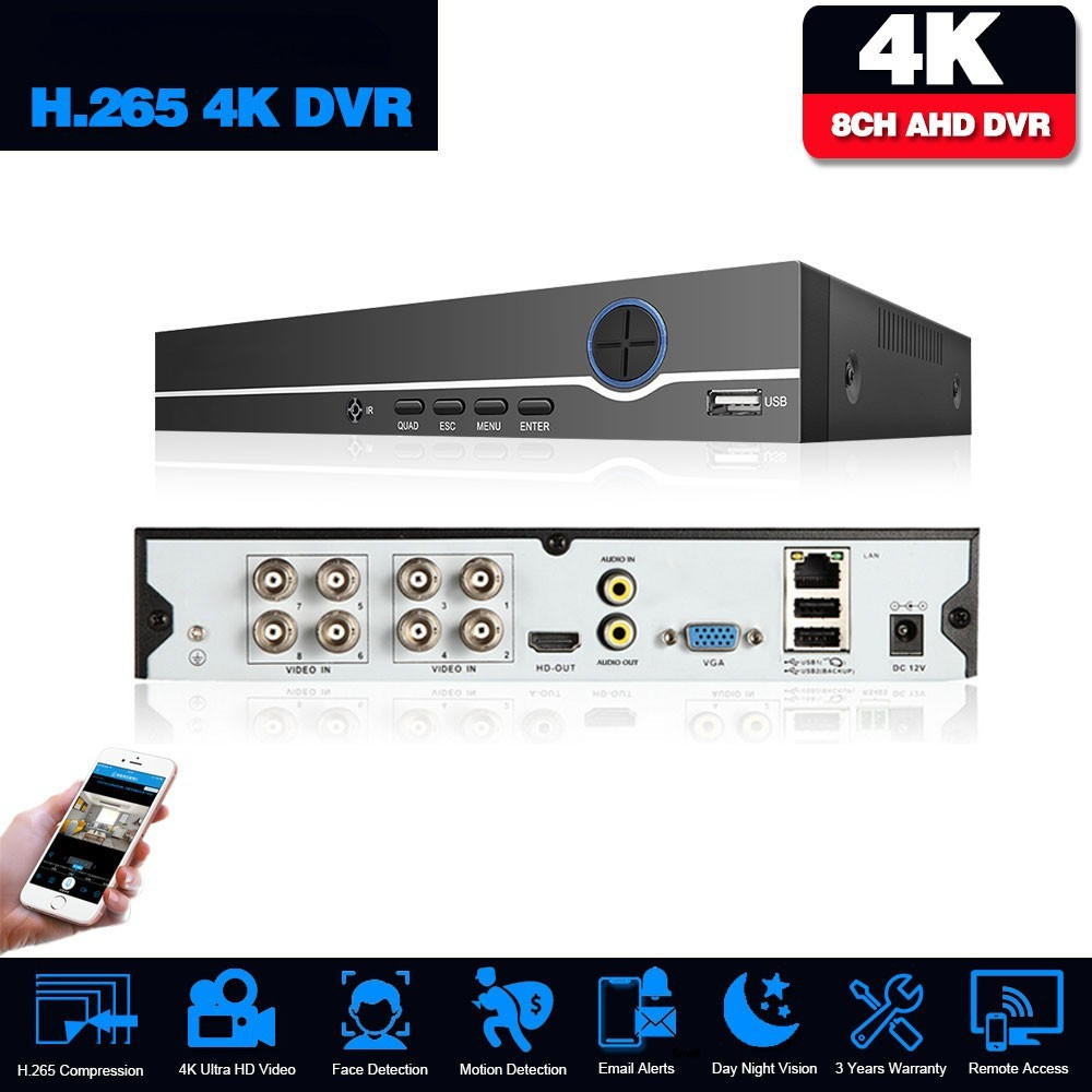 H.265 8ch 4k 8mp 5mp Hybrid Ahd Dvr Human Motion Detection Cctv Video Surveillance Recorder 16 Channel 1080p Dvr For Ahd System