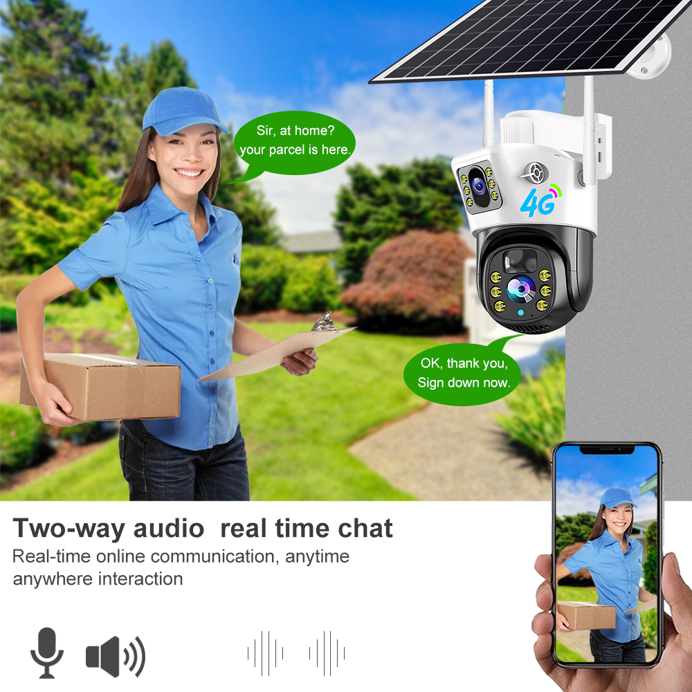 Wholesale Price Dual Lens V380 Outdoor Solar Weather Pproof Sim Card Intelligent Care Home Low-power Solar Camera