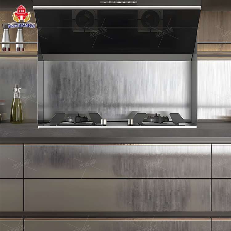 High Gloss l shape Gray Modular stainless steel metal set price aluminum Kitchen Cabinets