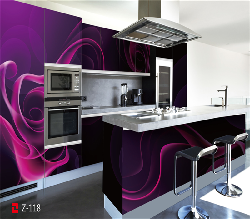 Bomei Top Quality High Gloss Laminate 3D Kitchen Cabinets With Countertops