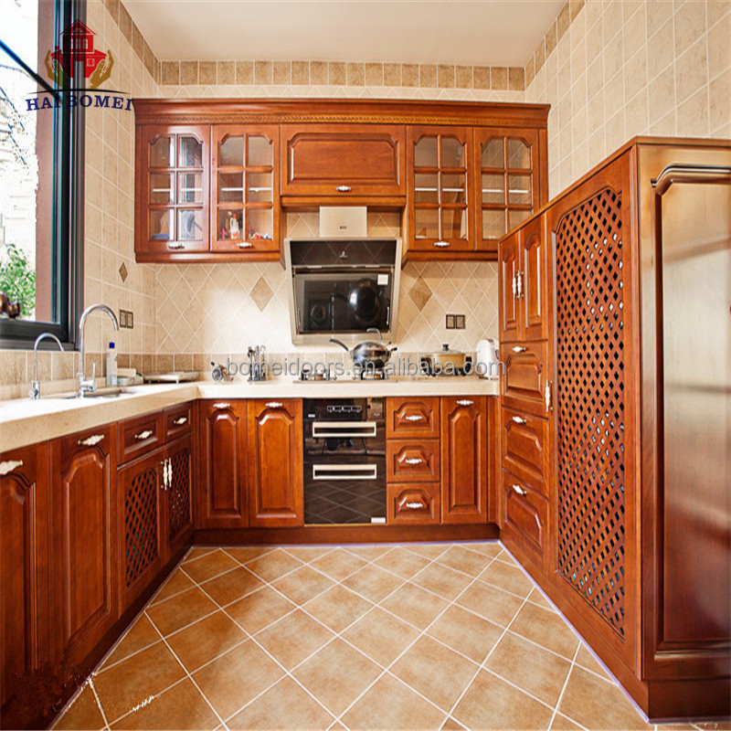 Customized cupboards soild wood kitchen cabinet  with precut granite countertops