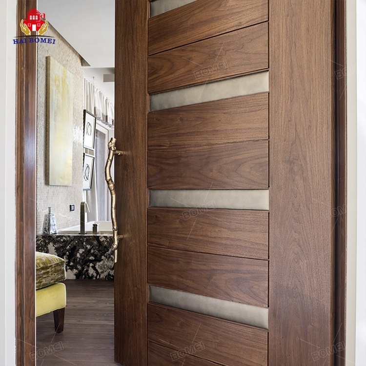 Composite polymer indoor chinese frame black turkish MDF Interior Timber Flush Door Modern Oak White Veneer Door for hotel