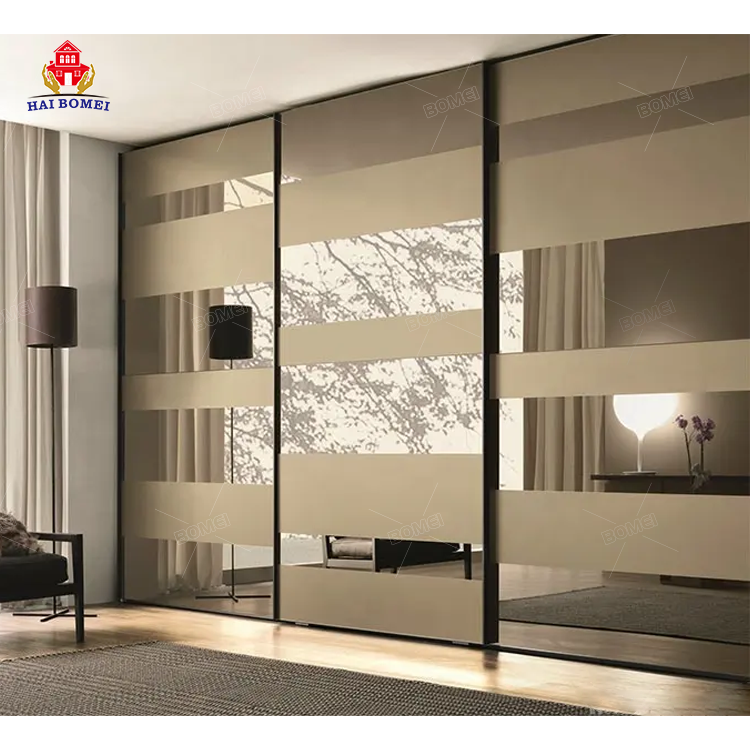 Fashion walk-in closet mirror designs firm sliding door custom closet with dressing table