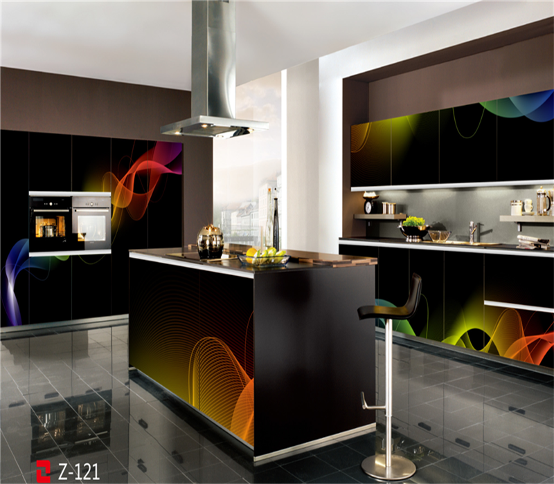 Bomei Top Quality High Gloss Laminate 3D Kitchen Cabinets With Countertops