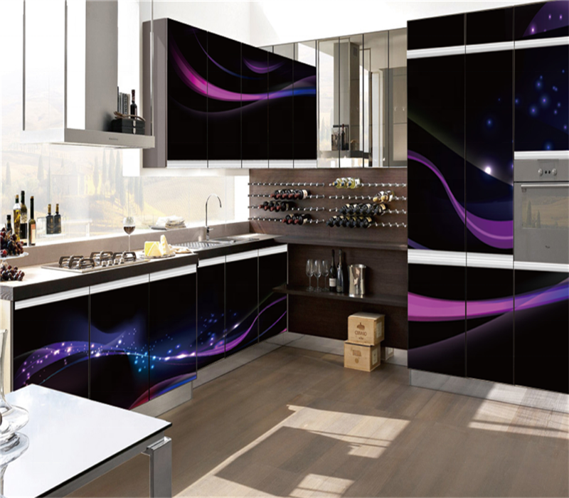 Bomei Top Quality High Gloss Laminate 3D Kitchen Cabinets With Countertops