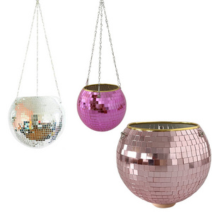 New style multi color Disco flower pot Window Hanging Disco Ball Planter Basket Plant Hanger with Base