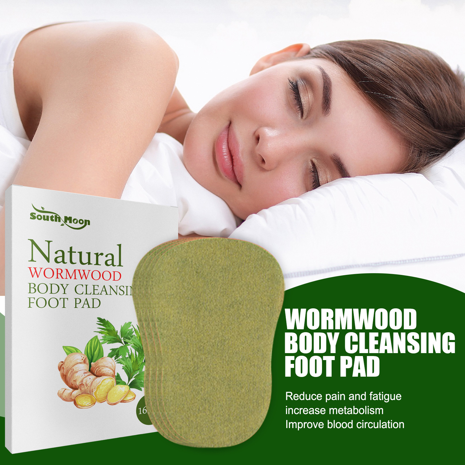 Wholesale 16pcs Wormwood Body Cleansing Foot Patch Relieves Body Stress Helps Sleep Slimming Foot Patch