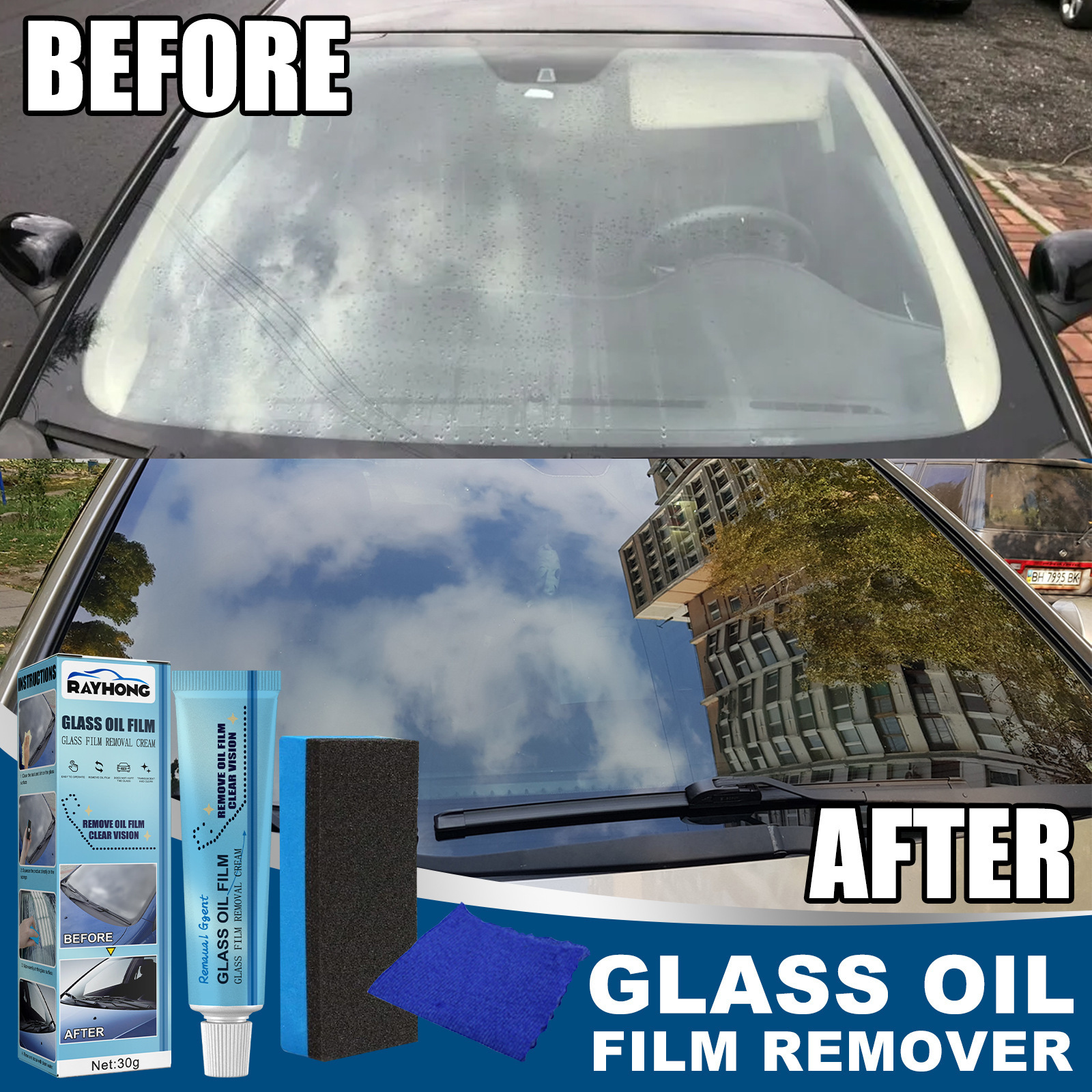 New trend product car window glasses cleaning kit car glass oil film remover