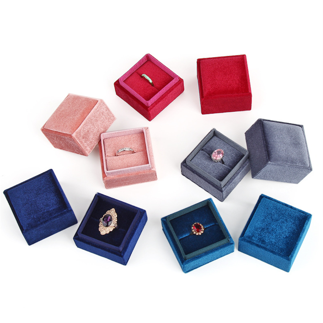 2020 popular fashion velvet pink suede ring jewelry box jewellery  valintin's day pendant necklace packaging boxes