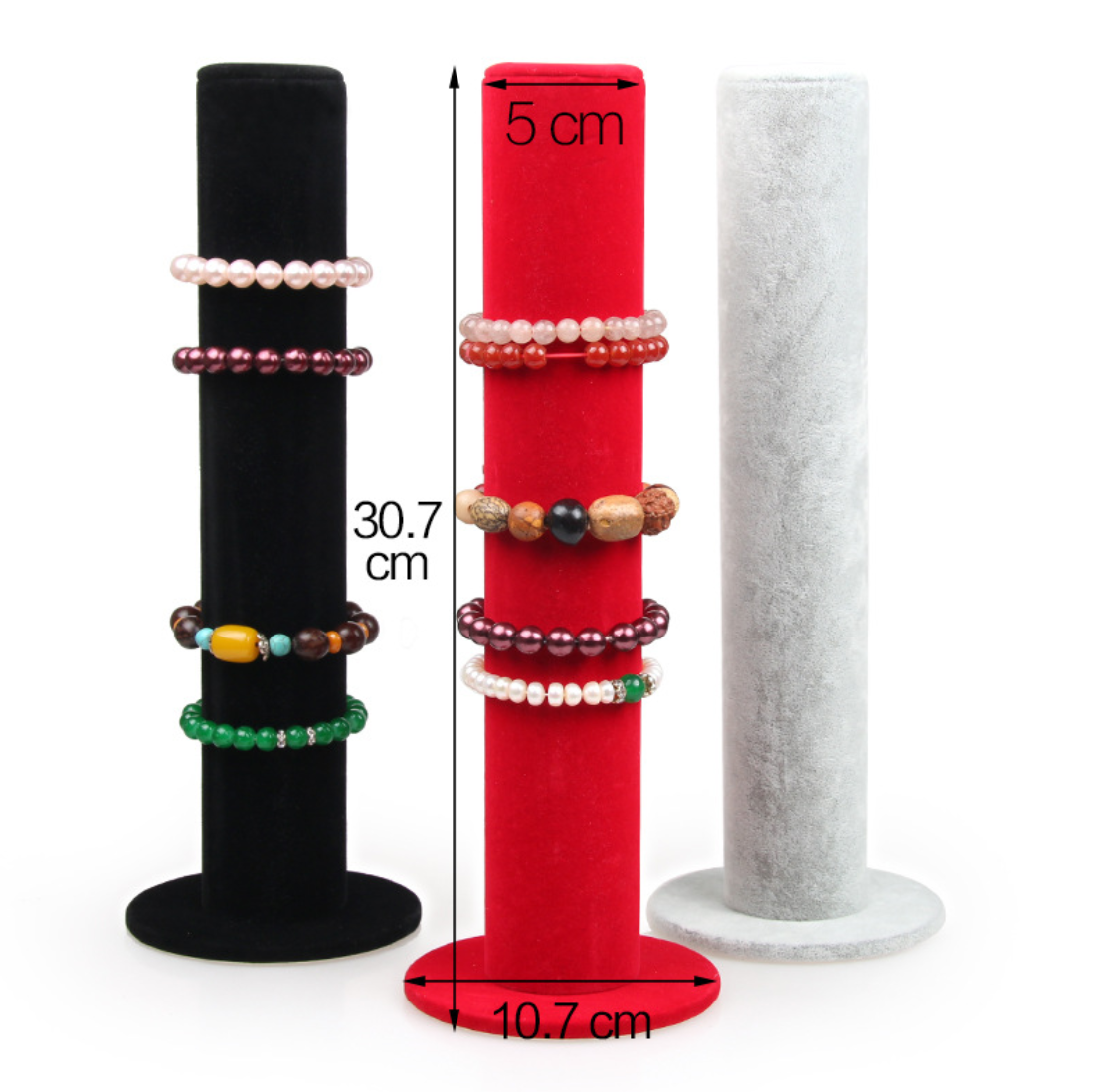 2020 soft Velvet Vertical Tower Jewelry Bracelet Display Stand Bangle T-Bar Display Holder