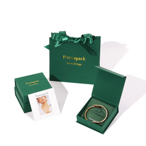 2024 magnetic paper gift jewelry box green bracelet pack Eco- friendly cardboard jewlery box packaging