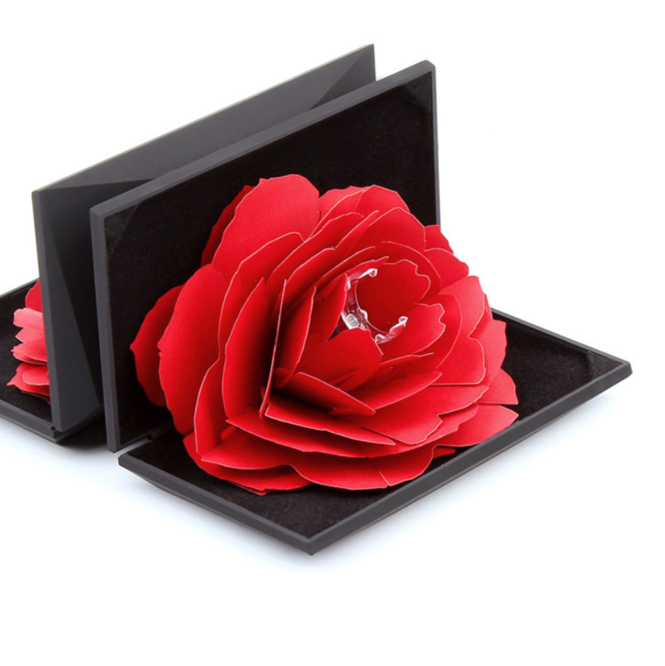 2020 pop up rose rotating jewelry box logo custom packaging box jewelry for wedding engagement