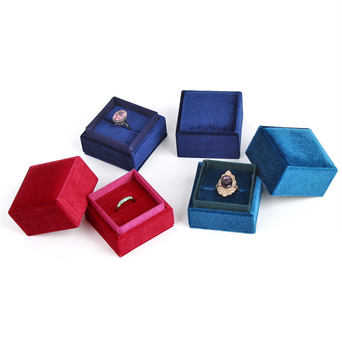 2020 popular fashion velvet pink suede ring jewelry box jewellery  valintin's day pendant necklace packaging boxes