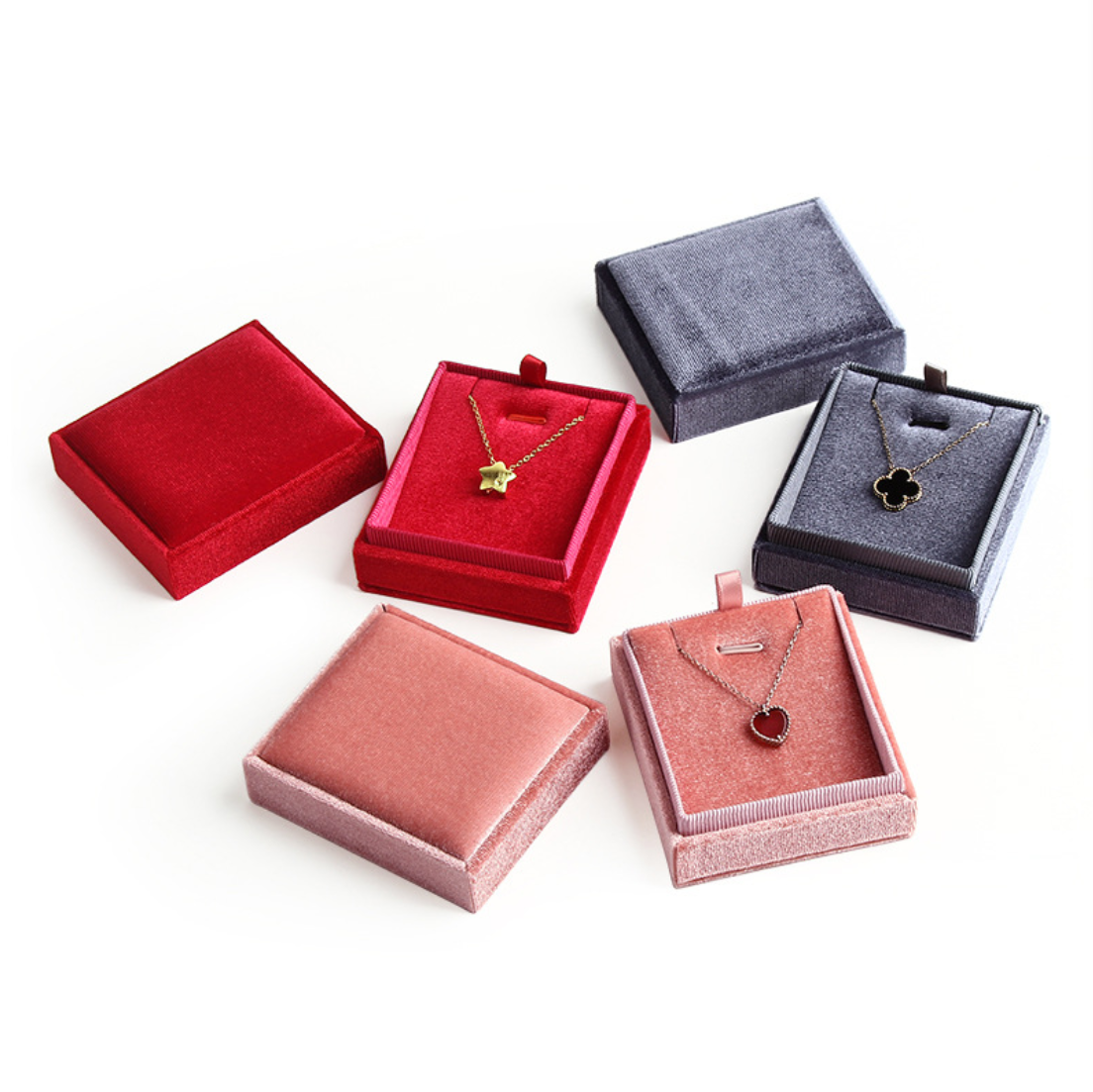 2020 popular fashion velvet pink suede ring jewelry box jewellery  valintin's day pendant necklace packaging boxes