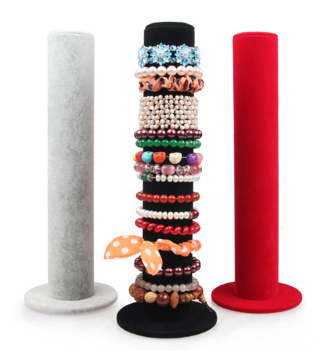 2020 soft Velvet Vertical Tower Jewelry Bracelet Display Stand Bangle T-Bar Display Holder