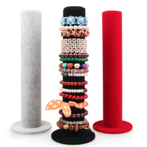 2020 soft Velvet Vertical Tower Jewelry Bracelet Display Stand Bangle T-Bar Display Holder