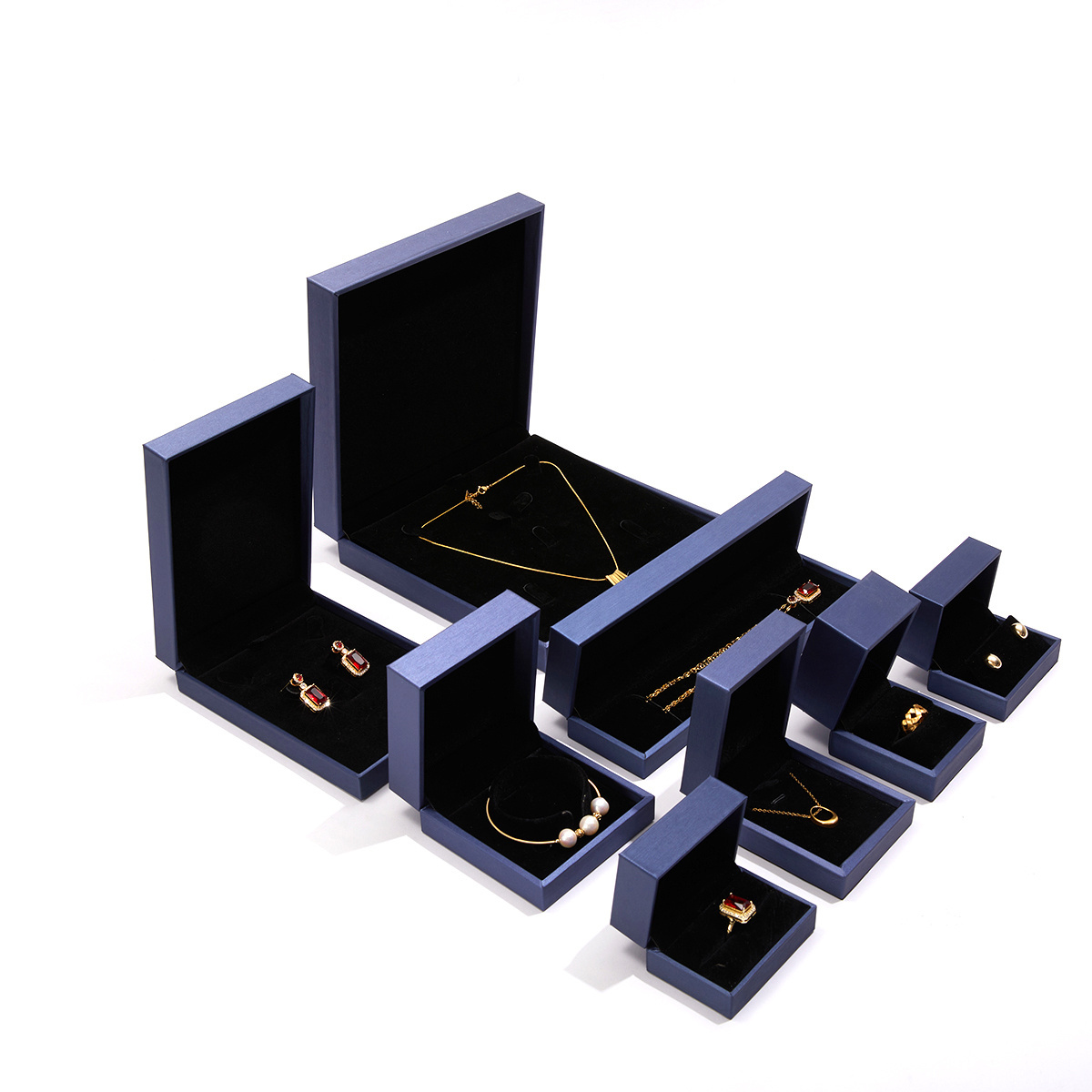 Wholesale Luxury Jewellery Box Packaging Custom PU Pendant Bangle Bracelets Earrings Necklace Ring Box Packaging Jewelry Box