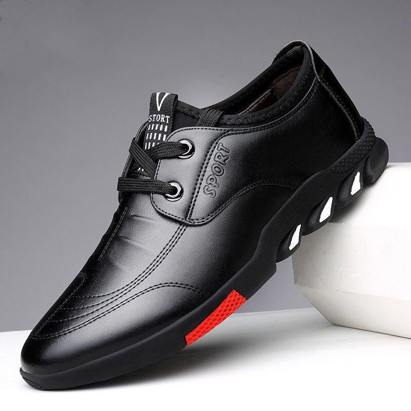 cheap Light Weight formal black jogging walking driver lace-up men's leather casual new style loafer shoes men