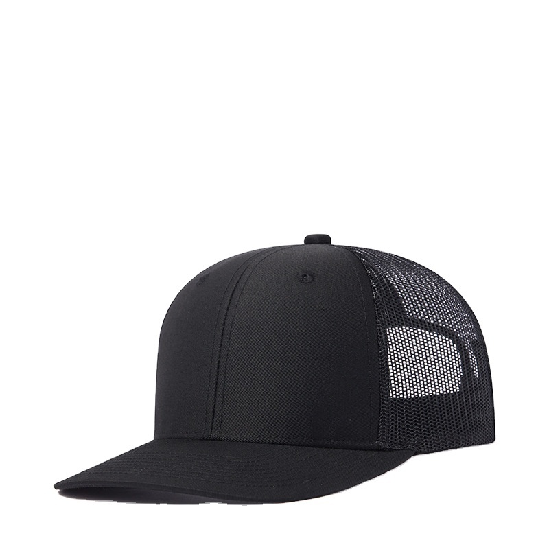 Custom Logo 6 Panel Richardson Style  Blank Snapback Plain Black Trucker Hats Gorras Mesh  Richardson 112 Trucker Hats