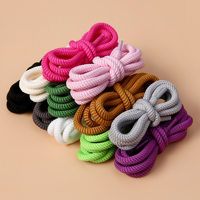 Hot selling fashion 10mm ultra thick round thread polyester shoelace suitable for small white shoes flat bottomed casual shoes