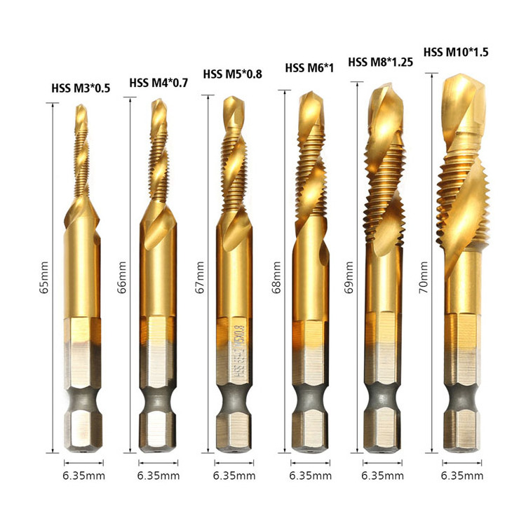 BOMI BMKK-35 hot sales drill bit manufacturers drill and tap hss spiral pointed flute taps drill bits set