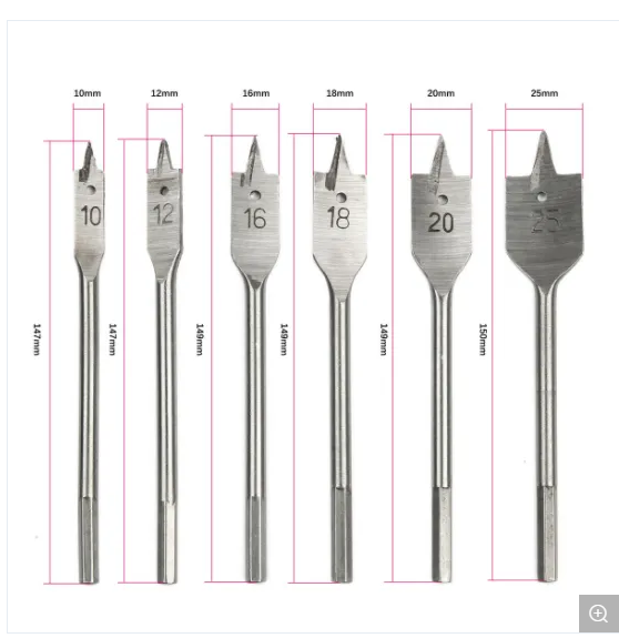 BOMI BMCC-14 HCS Quick Change Hex Shank Tri-Point Flat Wood Spade Drill Bit for woodworking