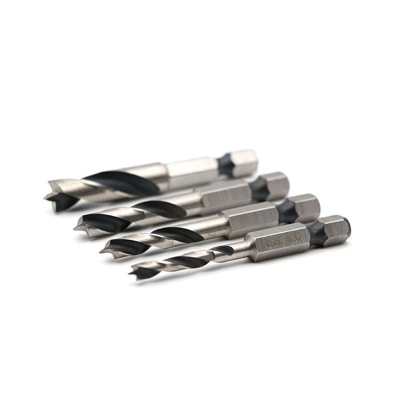 Drill bit BMAA-4   HSS Hex shank Three Brad Point Wood Drill Bits for Wood Drilling