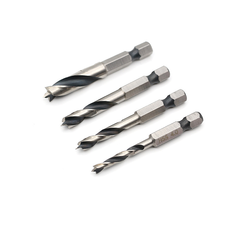 Drill bit BMAA-4   HSS Hex shank Three Brad Point Wood Drill Bits for Wood Drilling