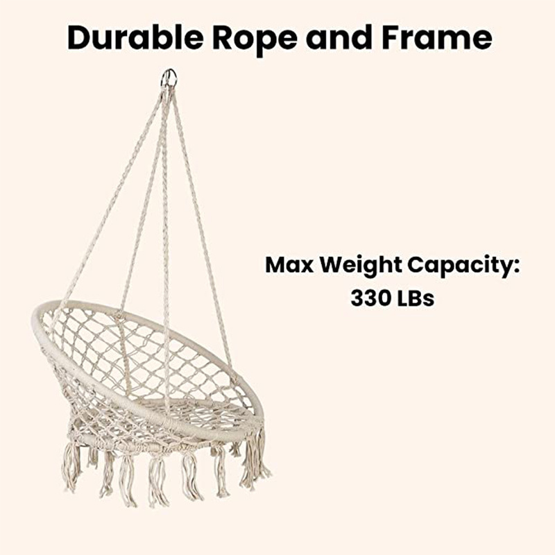 Zoshine Hammock Chair Hanging Macrame Swing with Cushion and Hardware Kits Handmade Knitted Mesh Rope Swing Chair