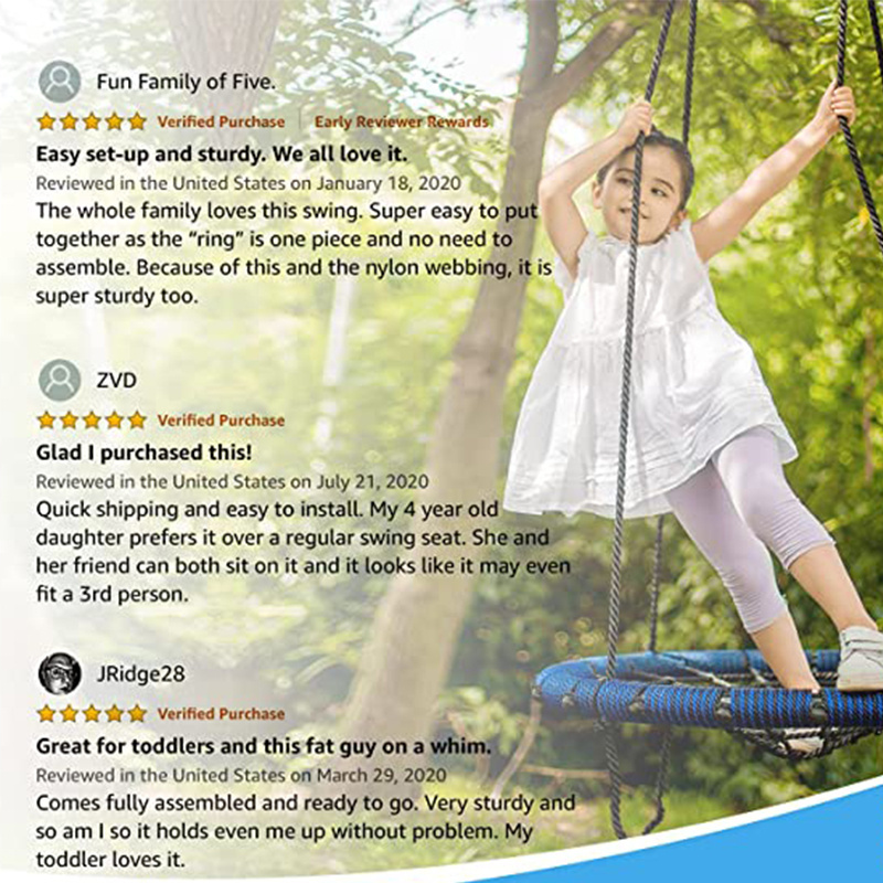 Zoshine 40Inches Great Capacity Hanging Daybed Round Saucer Rope Garden Playground Outdoor Nest Swing For Kids