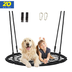 Zoshine Hot Selling Round Saucer Wooden Tree Large Swing Flying Chair Net Rope Swing For Sale