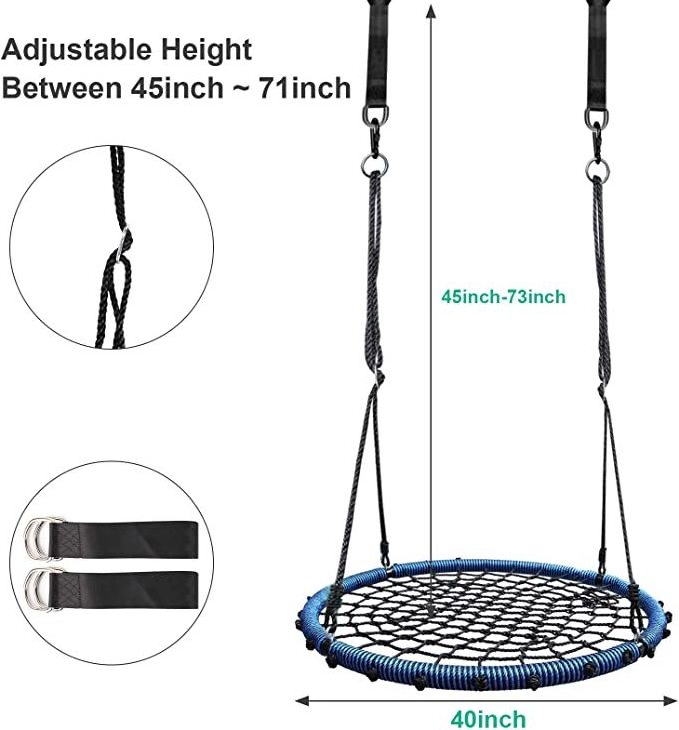 Zoshine Great Capacity Hanging Round Saucer Rope Garden Playground Outdoor Web Tree Swing For Kids