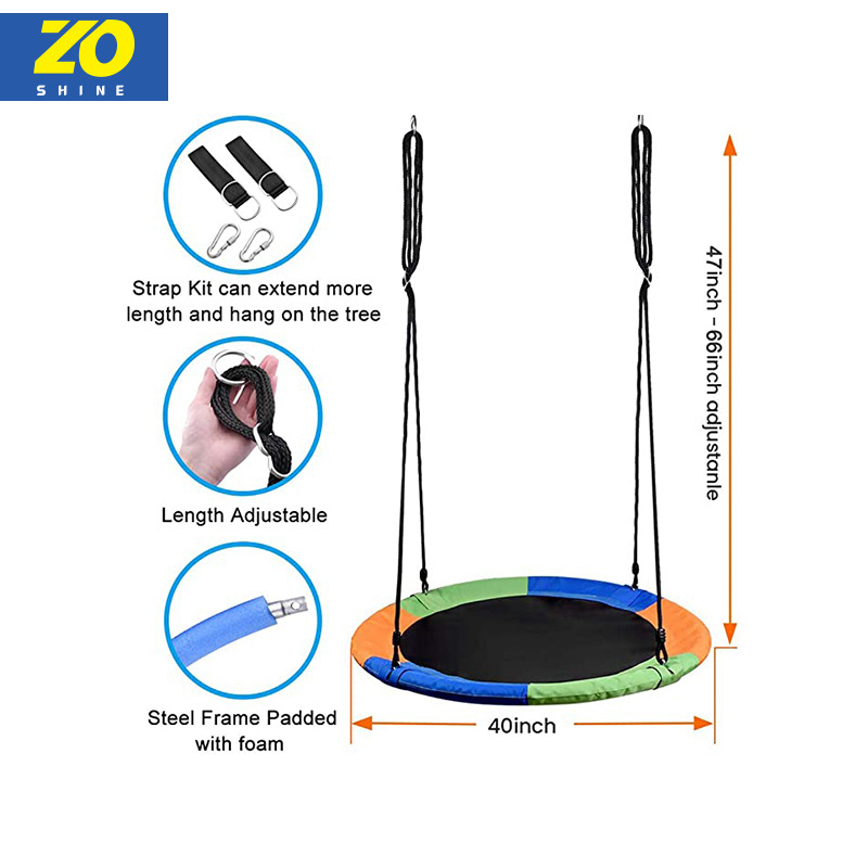 Zoshine Popular Kids Hanging swing net tree and  tree climbing rope kids Swing wooden tree swing disc