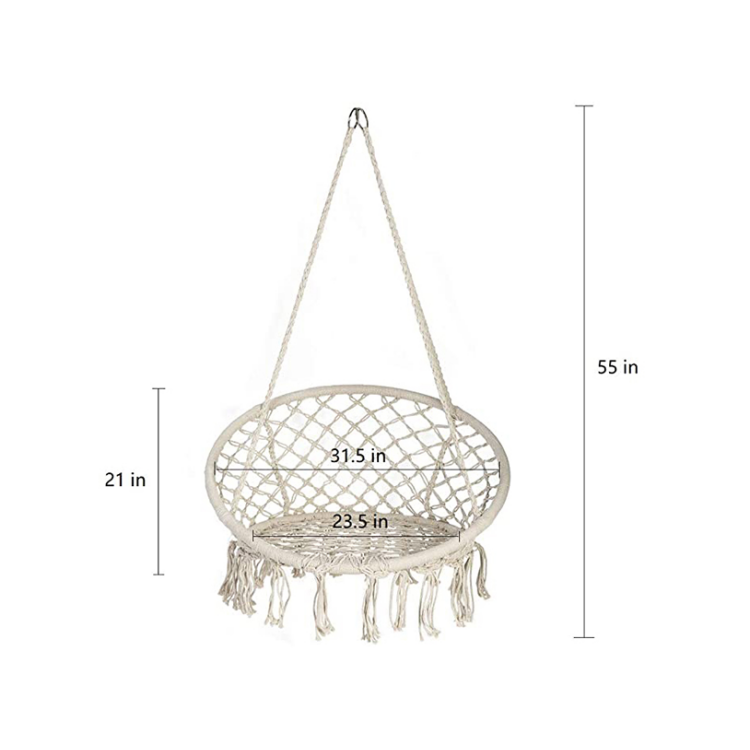 Zoshine Garden Swing Hanging Chair Handmade Rope Hanging Swing Chair Macrame Hammock Seat Swing with Tassel