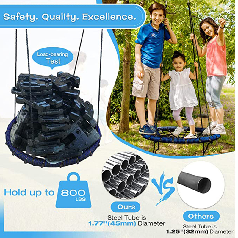 Zoshine 40Inches Great Capacity Hanging Daybed Round Saucer Rope Garden Playground Outdoor Nest Swing For Kids