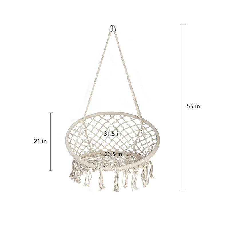 Zoshine Hammock Chair Hanging Macrame Swing with Cushion and Hardware Kits Handmade Knitted Mesh Rope Swing Chair