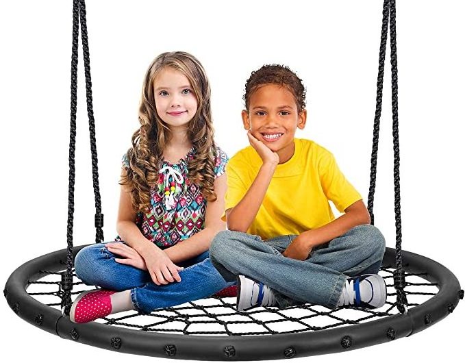 Zoshine  Good Tree Swing Set-Spider Web Round Swing Fits 2 Suspension Straps And Carabiner Adjustable Sling