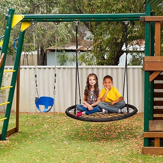 Zoshine  Good Tree Swing Set-Spider Web Round Swing Fits 2 Suspension Straps And Carabiner Adjustable Sling