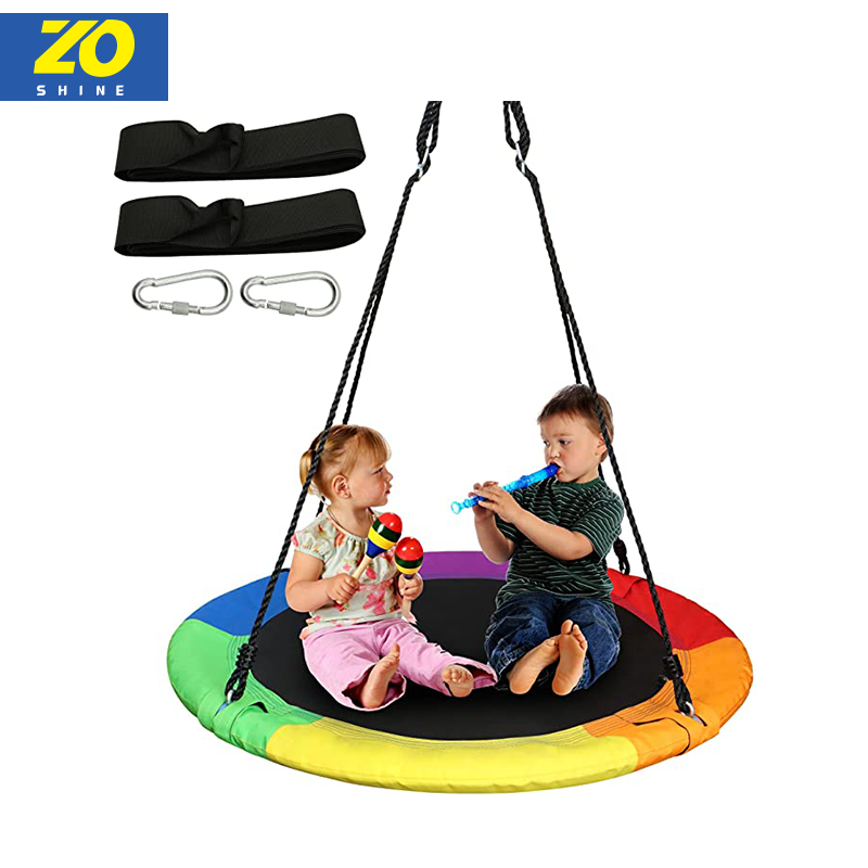 Zoshine High End Hanging Wooden Tree Swings Outdoor Foldable Colorful Kids Tree Swing Seat 40 inch