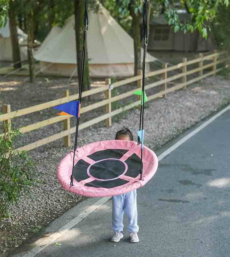 Zoshine kids adults outdoor playground swing adjustable hanging rope round pink children saucer tree swing for children