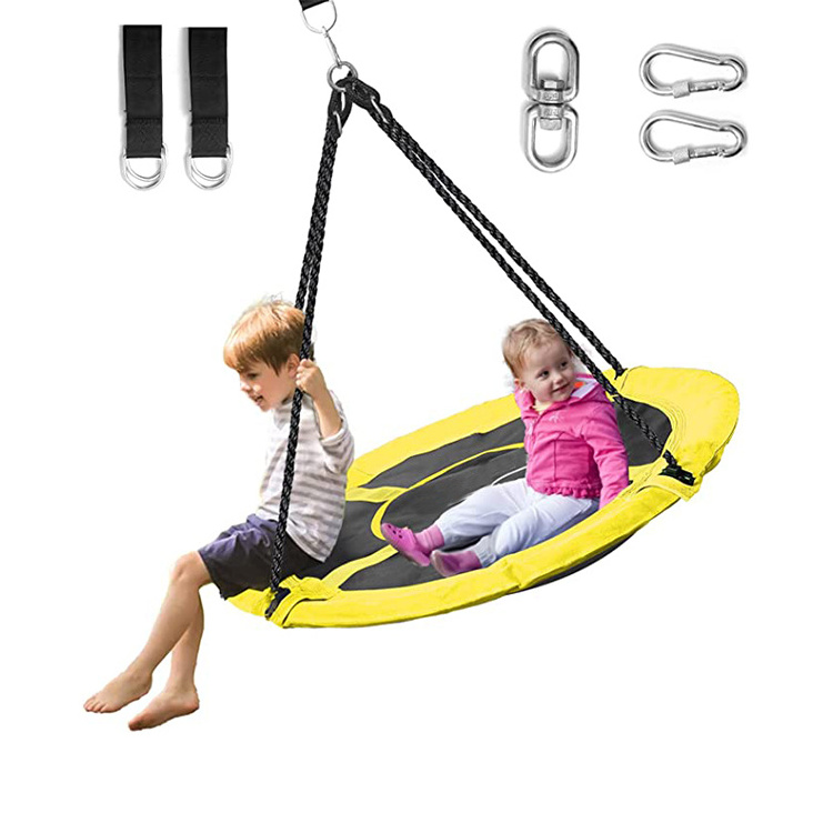 Zoshine Round Swing Set Accessories with Rotate Adjustable Rope Support Colorful Safe and Durable Swing Seat for Back