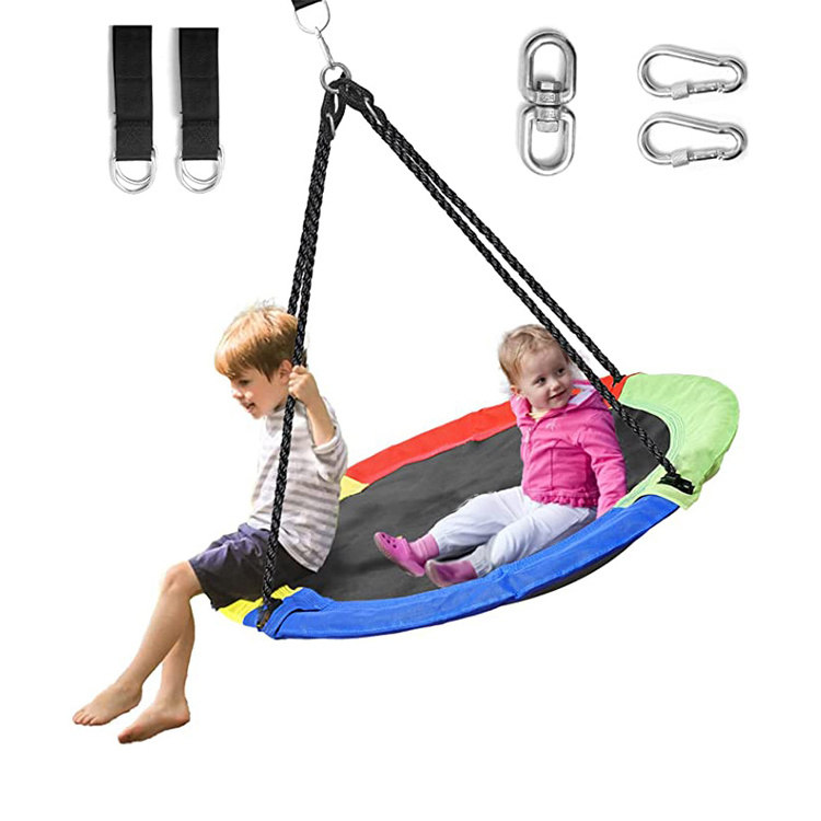 Zoshine Round Swing Set Accessories with Rotate Adjustable Rope Support Colorful Safe and Durable Swing Seat for Back