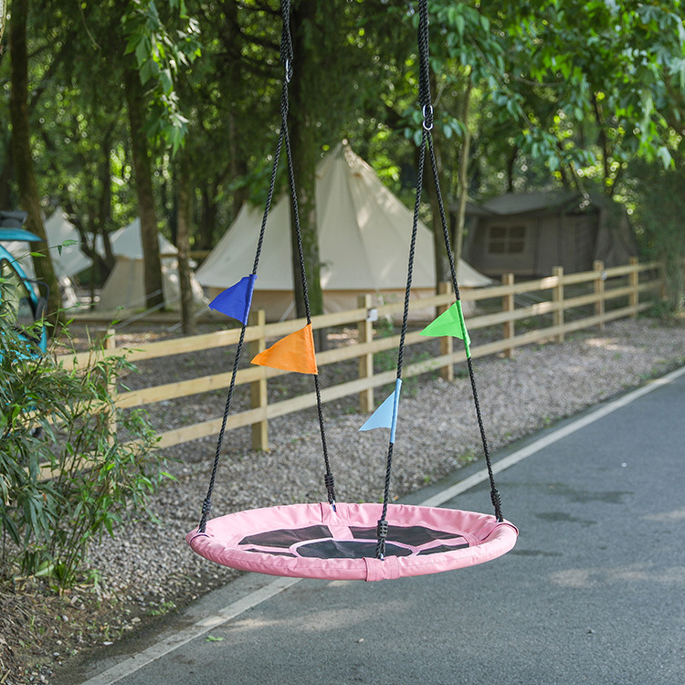 Zoshine Outdoor Round Disc Saucer Tree Swing Pink Color Nest Flying Saucer Tree Swings For Kids