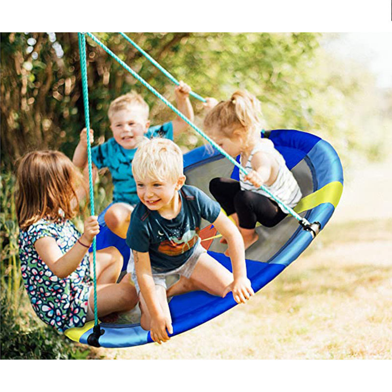 40 Inch Kid Saucer Tree Swing Set 600D Heavy-Duty Oxford Fabric Platform Swing Seat With Steel Frame & Carabiner Support