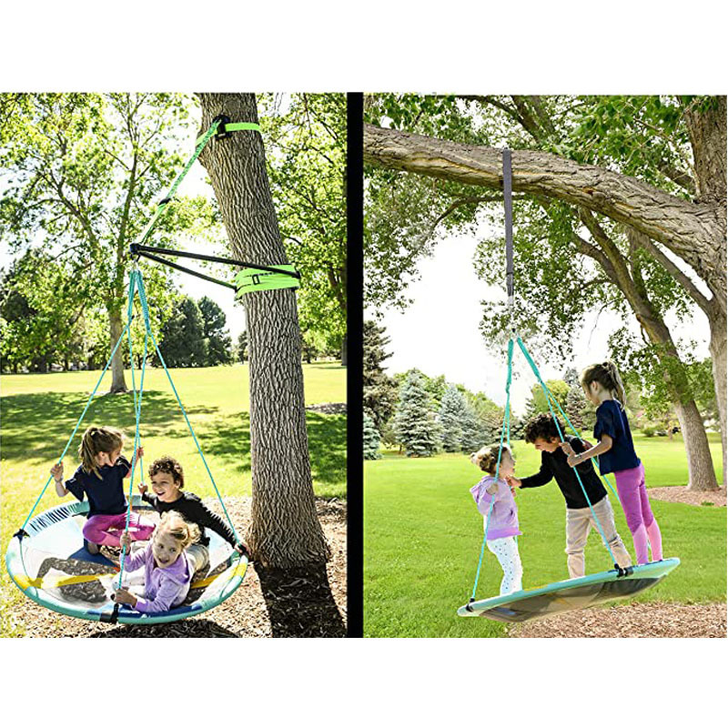 40 Inch Kid Saucer Tree Swing Set 600D Heavy-Duty Oxford Fabric Platform Swing Seat With Steel Frame & Carabiner Support