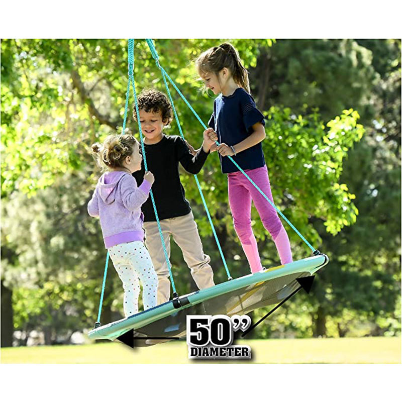 40 Inch Kid Saucer Tree Swing Set 600D Heavy-Duty Oxford Fabric Platform Swing Seat With Steel Frame & Carabiner Support